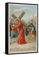 Simon of Cyrene Helps Jesus to Carry the Cross. the Fifth Station of the Cross-null-Framed Stretched Canvas