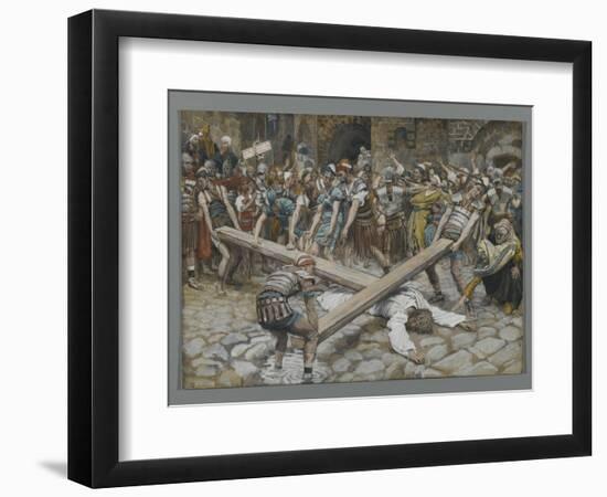 Simon the Cyrenian Compelled to Carry the Cross with Jesus-James Tissot-Framed Giclee Print