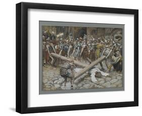 Simon the Cyrenian Compelled to Carry the Cross with Jesus-James Tissot-Framed Giclee Print