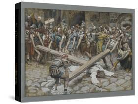 Simon the Cyrenian Compelled to Carry the Cross with Jesus-James Tissot-Stretched Canvas