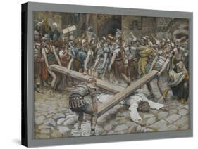 Simon the Cyrenian Compelled to Carry the Cross with Jesus-James Tissot-Stretched Canvas