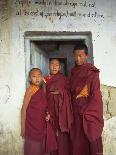 Portrait of Three Tibetan Buddhist Monks, Tashi Jong Monastery, Tibet, China-Simon Westcott-Stretched Canvas