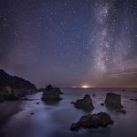 Milky Way over Ocean and Sea Stacks, Samuel Boardman State Park, Oregon, America, USA-Simonbyrne-Framed Stretched Canvas