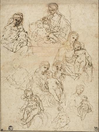 Sketches of the Virgin and Child, and the Holy Family, 1642-48