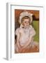 Simone in a White Bonnet-Mary Cassatt-Framed Giclee Print