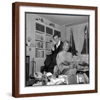 Simone Signoret and Her Husband Yves Montand-Marcel Begoin-Framed Photographic Print