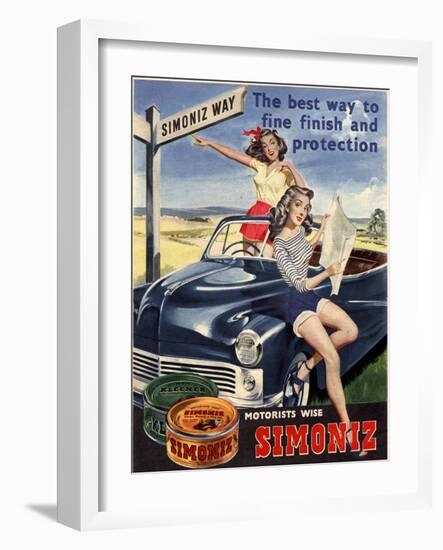 Simoniz Cars Wax Polish Sex Objects Sexism Discrimination, UK, 1950-null-Framed Giclee Print