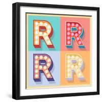 Simple And Clear Flat Lamp Alphabet - Letter R-dgbomb-Framed Art Print