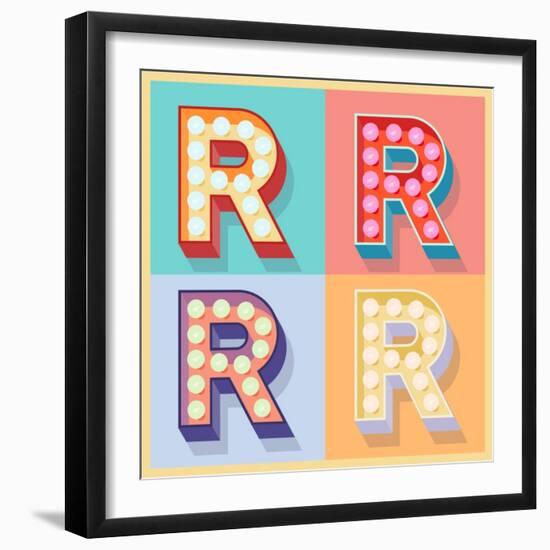 Simple And Clear Flat Lamp Alphabet - Letter R-dgbomb-Framed Art Print