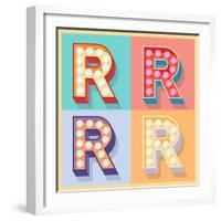 Simple And Clear Flat Lamp Alphabet - Letter R-dgbomb-Framed Art Print