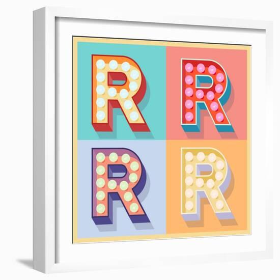 Simple And Clear Flat Lamp Alphabet - Letter R-dgbomb-Framed Art Print