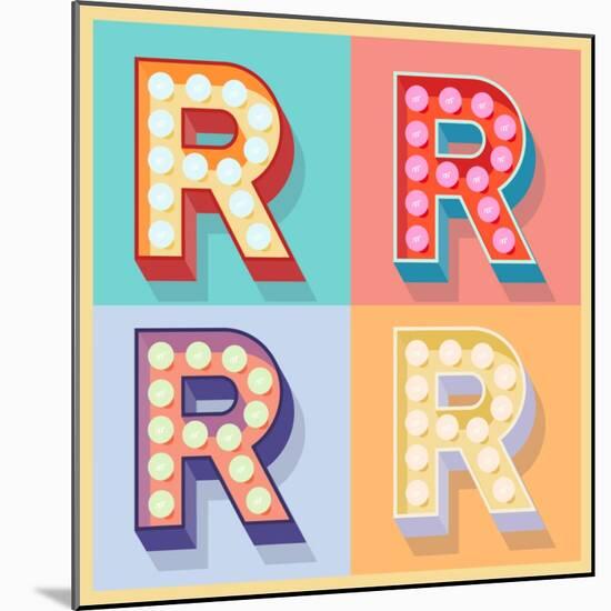 Simple And Clear Flat Lamp Alphabet - Letter R-dgbomb-Mounted Art Print