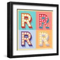 Simple And Clear Flat Lamp Alphabet - Letter R-dgbomb-Framed Art Print