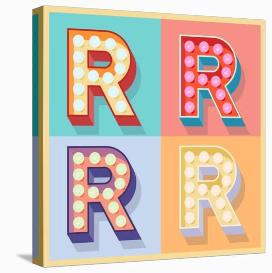 Simple And Clear Flat Lamp Alphabet - Letter R-dgbomb-Stretched Canvas