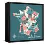 Simple Cartooned Map of France with Legend Icons-Lavandaart-Framed Stretched Canvas