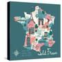 Simple Cartooned Map of France with Legend Icons-Lavandaart-Stretched Canvas