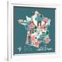 Simple Cartooned Map of France with Legend Icons-Lavandaart-Framed Art Print