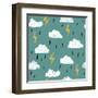 Simple Children&#39;S Doodle Pattern. Doodle Pattern with Clouds.-Ksu_Ganz-Framed Art Print