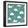 Simple Children&#39;S Doodle Pattern. Doodle Pattern with Clouds.-Ksu_Ganz-Framed Art Print