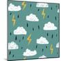 Simple Children&#39;S Doodle Pattern. Doodle Pattern with Clouds.-Ksu_Ganz-Mounted Art Print