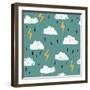 Simple Children&#39;S Doodle Pattern. Doodle Pattern with Clouds.-Ksu_Ganz-Framed Art Print