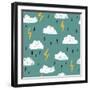 Simple Children&#39;S Doodle Pattern. Doodle Pattern with Clouds.-Ksu_Ganz-Framed Art Print