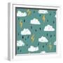 Simple Children&#39;S Doodle Pattern. Doodle Pattern with Clouds.-Ksu_Ganz-Framed Art Print