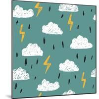 Simple Children&#39;S Doodle Pattern. Doodle Pattern with Clouds.-Ksu_Ganz-Mounted Art Print