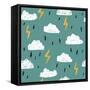 Simple Children&#39;S Doodle Pattern. Doodle Pattern with Clouds.-Ksu_Ganz-Framed Stretched Canvas