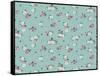 Simple Cute Pattern in Small White and Pink Flowers on Light Blue Background. Liberty Style. Ditsy-Ann and Pen-Framed Stretched Canvas