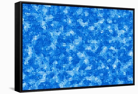 Simple Glass Tile Blue Background-Veneratio-Framed Stretched Canvas