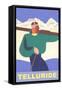 Simple Graphic Skier at Telluride, Colorado-null-Framed Stretched Canvas