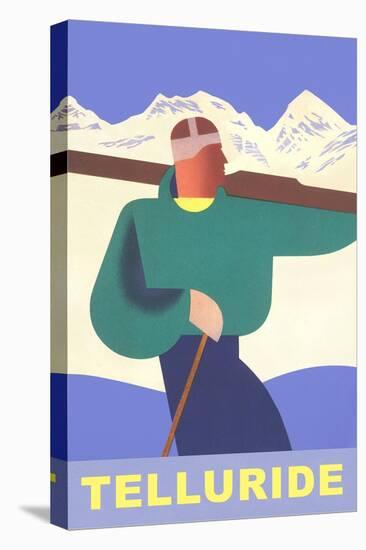 Simple Graphic Skier at Telluride, Colorado-null-Stretched Canvas