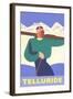 Simple Graphic Skier at Telluride, Colorado-null-Framed Art Print