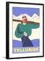 Simple Graphic Skier at Telluride, Colorado-null-Framed Art Print