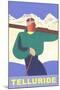 Simple Graphic Skier at Telluride, Colorado-null-Mounted Art Print