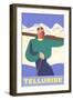 Simple Graphic Skier at Telluride, Colorado-null-Framed Art Print