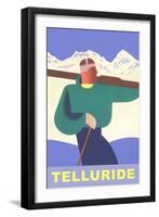 Simple Graphic Skier at Telluride, Colorado-null-Framed Art Print