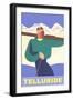 Simple Graphic Skier at Telluride, Colorado-null-Framed Art Print