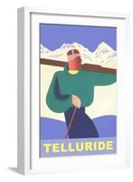 Simple Graphic Skier at Telluride, Colorado-null-Framed Art Print