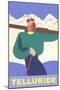 Simple Graphic Skier at Telluride, Colorado-null-Mounted Art Print