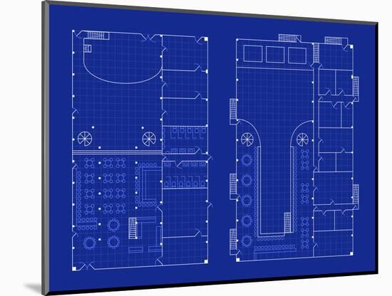 Simple Nightclub Blueprint-bigldesign-Mounted Art Print