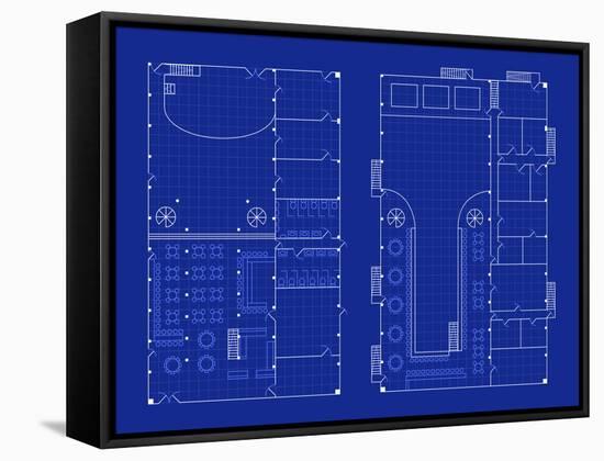 Simple Nightclub Blueprint-bigldesign-Framed Stretched Canvas