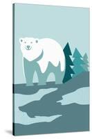 Simple Polar Bear - Blue-Lantern Press-Stretched Canvas