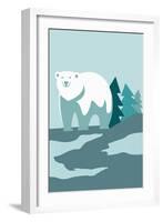 Simple Polar Bear - Blue-Lantern Press-Framed Art Print