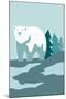 Simple Polar Bear - Blue-Lantern Press-Mounted Art Print