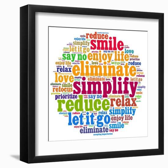 Simplify In Word Collage-mypokcik-Framed Art Print