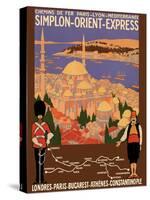 Simplon Orient-Express - London to Constantinople -  Vintage PLM Railroad Travel Poster, 1922-Roger Broders-Stretched Canvas