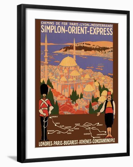 Simplon Orient-Express - London to Constantinople -  Vintage PLM Railroad Travel Poster, 1922-Roger Broders-Framed Art Print