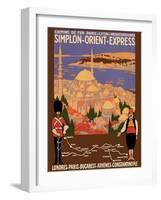 Simplon Orient-Express - London to Constantinople -  Vintage PLM Railroad Travel Poster, 1922-Roger Broders-Framed Art Print